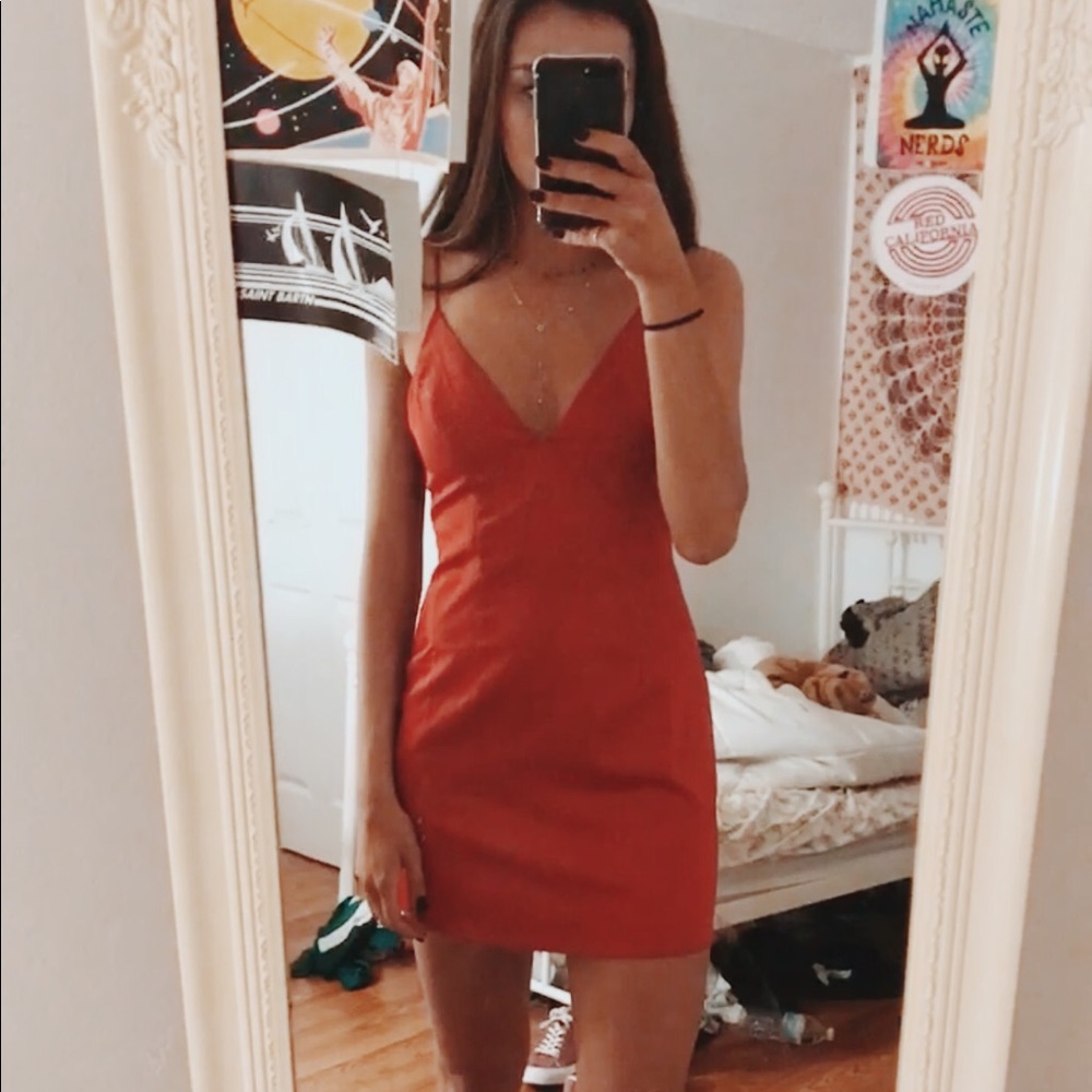 REVOLVE red satin mini dress